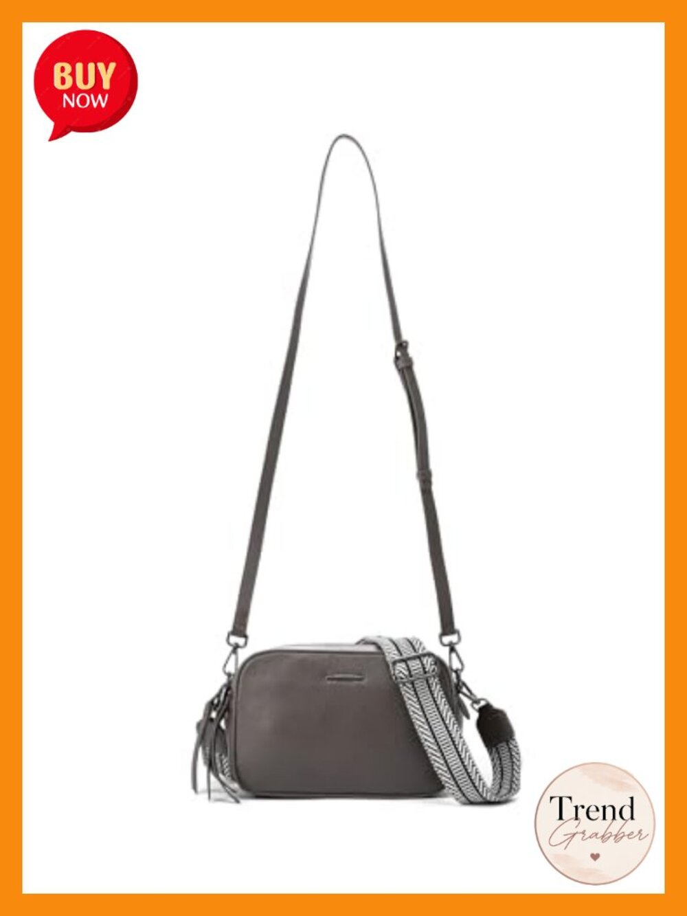 Genuine Leather Crossbody Bag Square Camera Messenger Bag with Two Straps